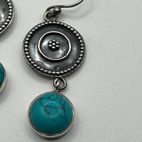 TURQUOISE AND STERLING SILVER DANGLE EARRINGS - Picture 2 of 10